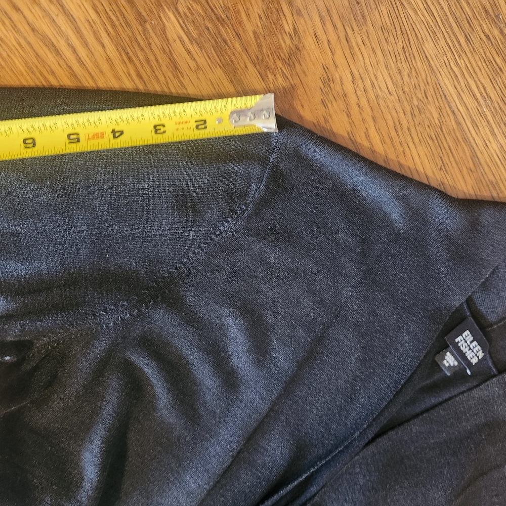 Eileen Fisher black long 3 button silk blend cardigan M - Picture 11 of 16